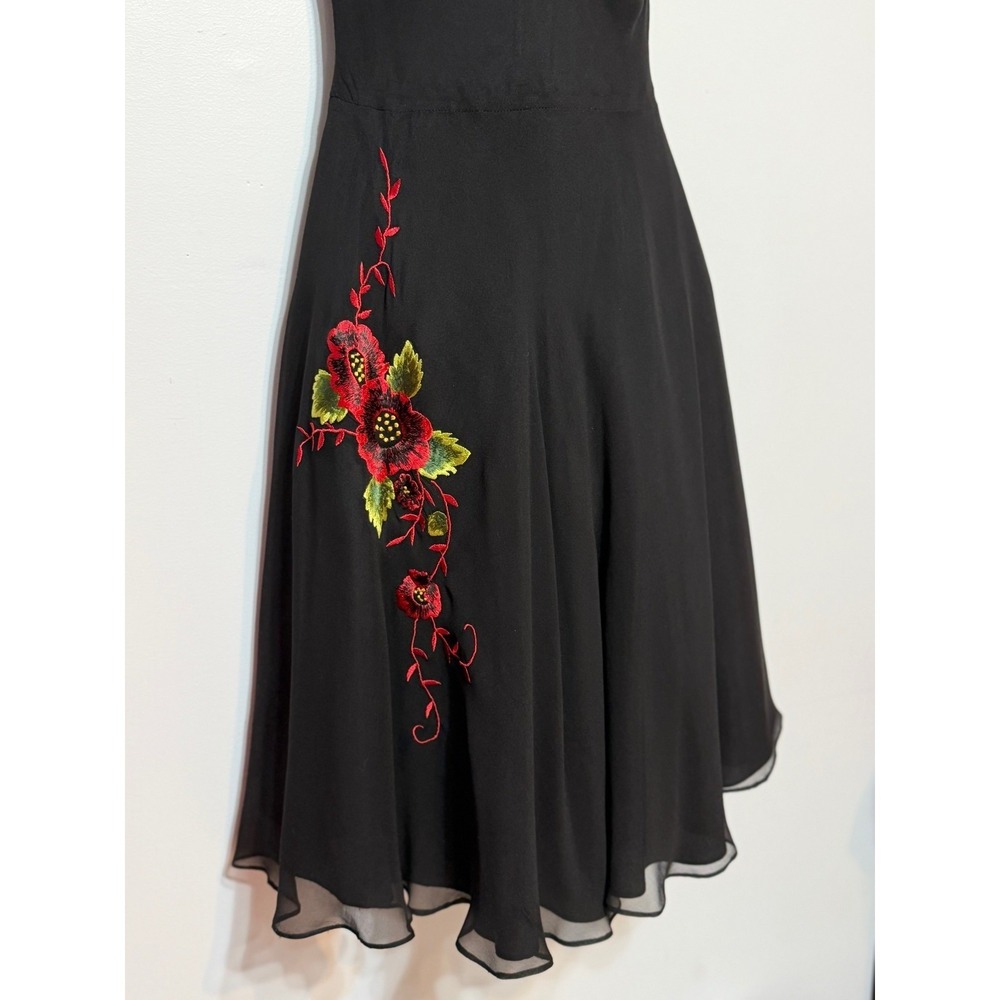 Lapis Whimsigoth 100% Silk Chiffon Midi Dress Women Sz M Fairycore Dark Romantic - Picture 9 of 10